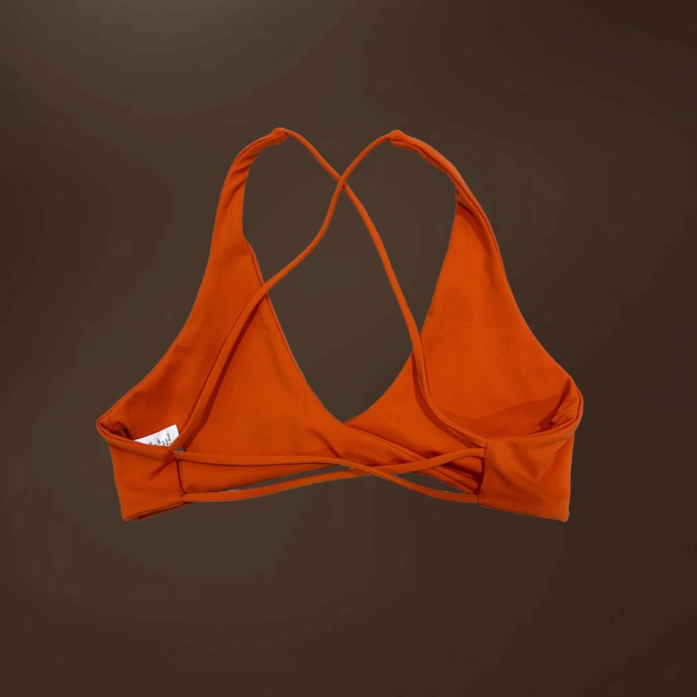 Orange front twist/ backless sports bra